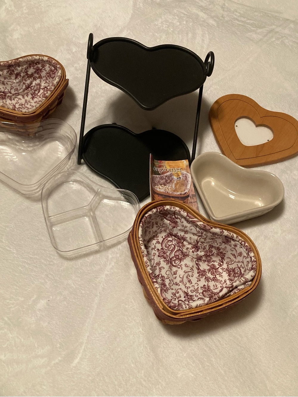 9 pcs Longaberger Sweet Heart Collection Set -